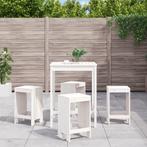 vidaXL 5-delige Barset massief grenenhout wit, Tuin en Terras, Verzenden, Nieuw, 5 zitplaatsen