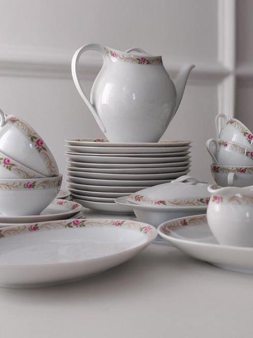 Eschenbach - Koffieservies voor 12 (46) - A.Z.C - Porselein, Antiek en Kunst, Antiek | Meubels | Tafels