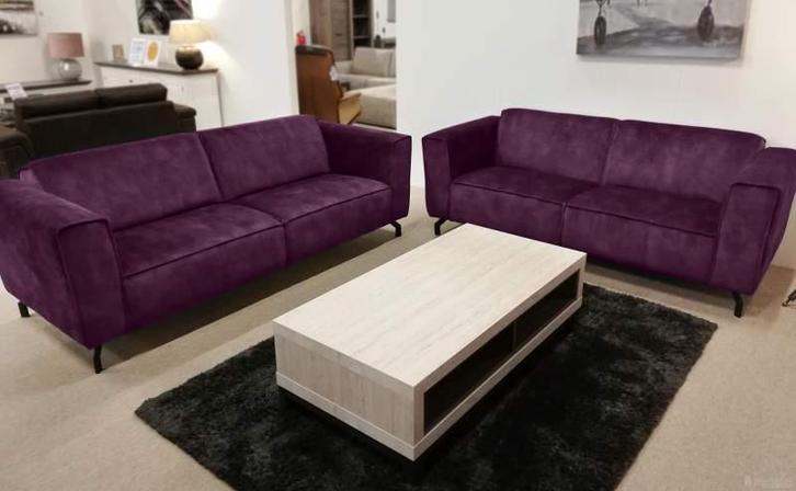 Bankstel Wolvega - rechte banken - Paars, Huis en Inrichting, Banken | Bankstellen, Nieuw, Stof