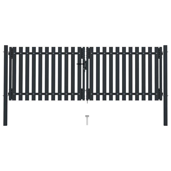 vidaXL Poort dubbel 306x150 cm staal antraciet, Tuin en Terras, Tuinpoorten, Nieuw, Verzenden