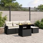 vidaXL 6-delige Loungeset met kussens poly rattan zwart, Tuin en Terras, Tuinsets en Loungesets, Verzenden, Nieuw, Rotan, Loungeset