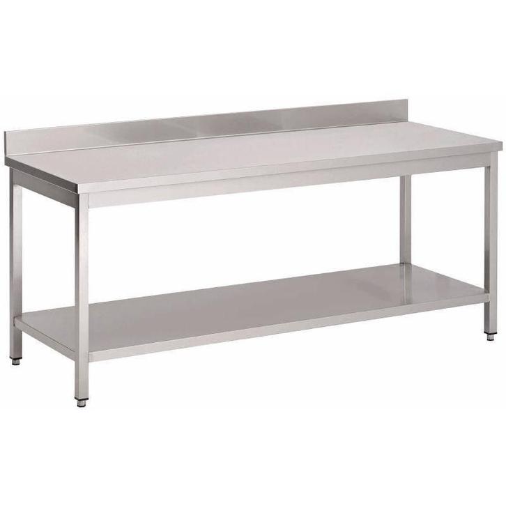RVS werktafel met onderblad en spatrand | 70 cm | 8 Formaten, Zakelijke goederen, Horeca | Meubilair en Inrichting, Verzenden