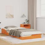 vidaXL Bedframe Wasbruin 100 x 220 cm Massief grenenhout, Verzenden, Nieuw, Bruin, Hout