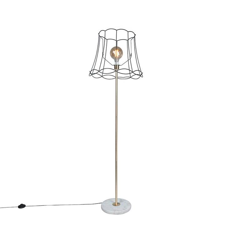 Retro vloerlamp messing met Granny frame zwart 45 cm - Kaso, Huis en Inrichting, Lampen | Vloerlampen, Nieuw, Overige materialen