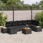 vidaXL Tuin Sofa Set met kussen 8 pcs Zwart Poly riet, Verzenden, Nieuw, Rotan