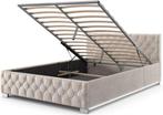 2dekans | Gestoffeerd Bed Nizza - 120 x 200 cm - Beige - LED, Huis en Inrichting, Ophalen of Verzenden, Zo goed als nieuw, Beige