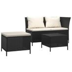 Tuinbank loungeset poly rattan zwart | retourdeal | 53%, Ophalen of Verzenden, Nieuw, Rotan