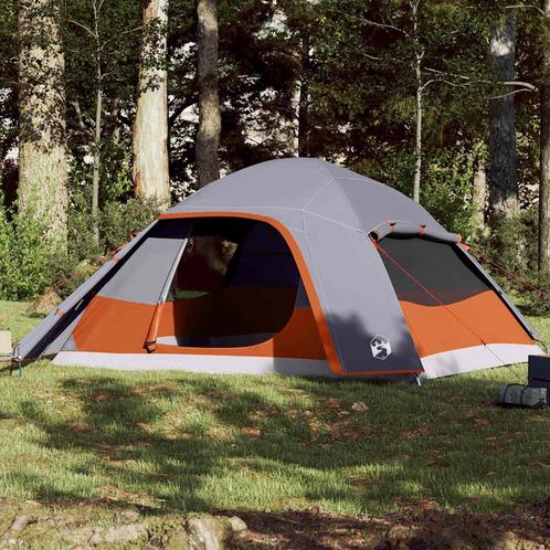 vidaXL Koepeltent 6-persoons waterdicht grijs, Caravans en Kamperen, Tenten, Nieuw, tot en met 2, Verzenden