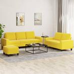 vidaXL 3-delige Loungeset stof lichtgeel, Verzenden, Nieuw, Vierpersoons of meer, Stof