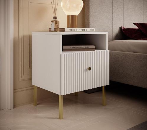 Meubella Nachtkastje Vermont wit goud 50 cm met lade, Huis en Inrichting, Slaapkamer | Nachtkastjes, Nieuw, Verzenden