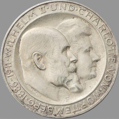 Duitsland, Württemberg Wilhelm II. 3 Mark 1911 / 25, Postzegels en Munten, Munten | Europa | Niet-Euromunten