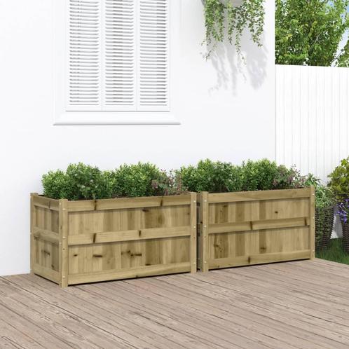 vidaXL Plantenbakken 2 st cm geïmpregneerd hout, Tuin en Terras, Bloembakken en Plantenbakken, 60 tot 100 cm, Nieuw, Hout, 30 tot 60 cm