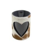 windlicht koe hart bruin/wit 15cm, Verzenden, Nieuw