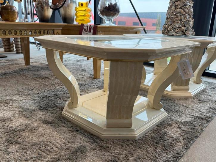 Hoektafel Arcade  70x70 cm , hogeglans met glasplaat, Huis en Inrichting, Tafels | Salontafels, 50 tot 100 cm, Vierkant, Nieuw