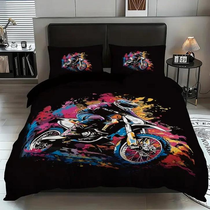 Eenpersoons Dekbedovertrek 140 x 200 - Motor - Roze, Huis en Inrichting, Slaapkamer | Beddengoed, Verzenden