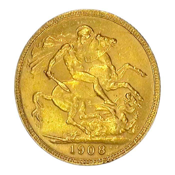 Verenigd Koninkrijk. Edward VII. Sovereign 1908, Perth mint, Postzegels en Munten, Munten | Europa | Niet-Euromunten