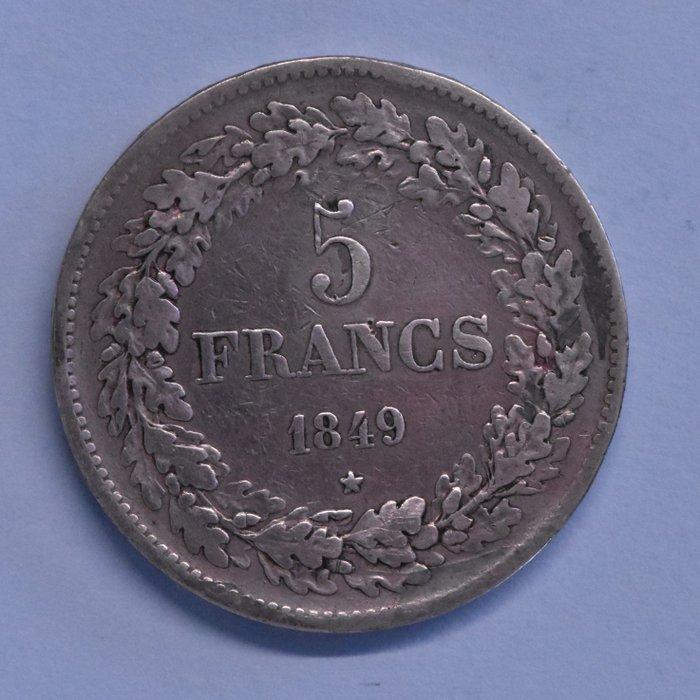 België. Leopold I. 5 Francs 1849 Gelauwerd (Zonder, Postzegels en Munten, Munten | Nederland