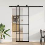 vidaXL Schuifdeur met beslagset 76x205 cm ESG glas zwart, Doe-het-zelf en Verbouw, Deuren en Horren, Verzenden, Nieuw