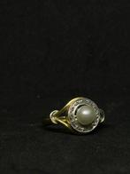 Ring - 18 karaat Geel goud, Witgoud Parel - Diamant, Sieraden, Tassen en Uiterlijk, Ringen, Nieuw