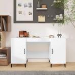 vidaXL Bureau 140x50x75 cm bewerkt hout hoogglans wit, Huis en Inrichting, Bureaus, Verzenden, Nieuw