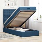 vidaXL Bed poef met matras en LEDs 100x200 cm stof blauw, 100 cm, Eenpersoons, Nieuw, 200 cm