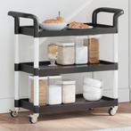 vidaXL Trolley 3-laags 77x34x72 cm aluminium zwart, Huis en Inrichting, Keuken | Keukenbenodigdheden, Verzenden, Nieuw