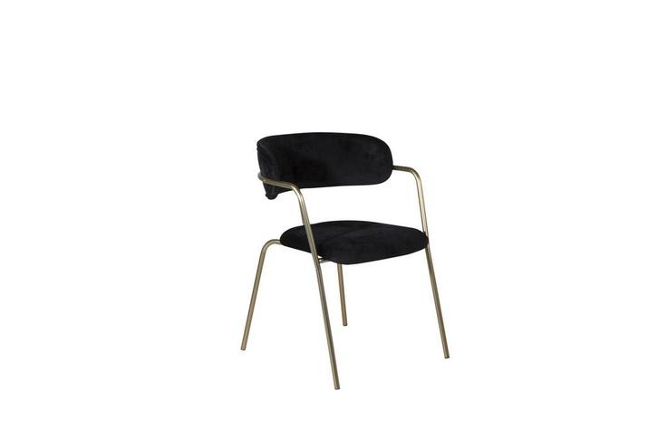 Eetkamerstoel Livia - Goud - Zwart Fluweel - Jörn, Huis en Inrichting, Stoelen, Verzenden