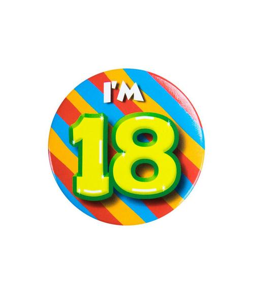 Im 18 Button 18 Jaar 5,5cm, Hobby en Vrije tijd, Feestartikelen, Nieuw, Verzenden