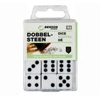 Benson Set dobbelstenen - wit - 6 stuks - 1,5 cm - zwarte..., Ophalen of Verzenden, Nieuw