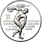 Panama. 5 Balboas 1970 Central American Games  1,25 Oz
