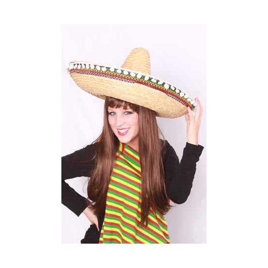 Sombrero verkleed hoed Cancun de luxe 55 cm - Sombrero's, Hobby en Vrije tijd, Feestartikelen, Verzenden