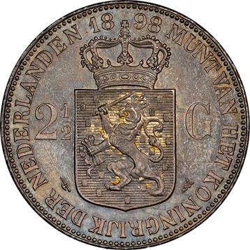 Koningin Wilhelmina 2 1/2 gulden 1898 Proof Details NGC beschikbaar voor biedingen