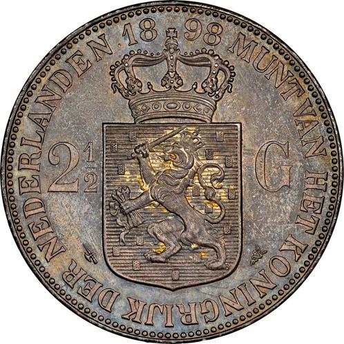Koningin Wilhelmina 2 1/2 gulden 1898 Proof Details NGC, Postzegels en Munten, Munten | Nederland, Losse munt, Koningin Wilhelmina