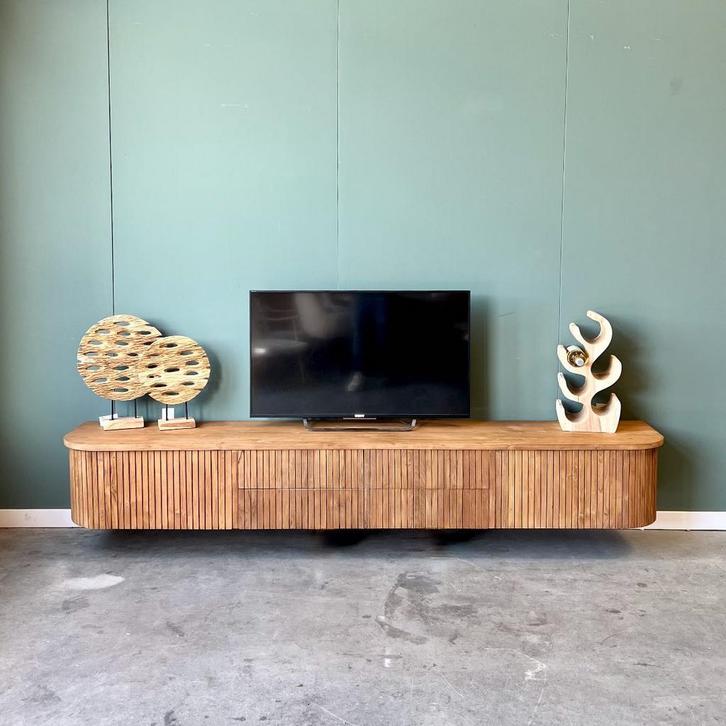 Hangend Tv-meubel | 200 t/m 250cm breed | v.a €725,- |, Huis en Inrichting, Kasten | Televisiemeubels, 25 tot 50 cm, Nieuw, Teakhout