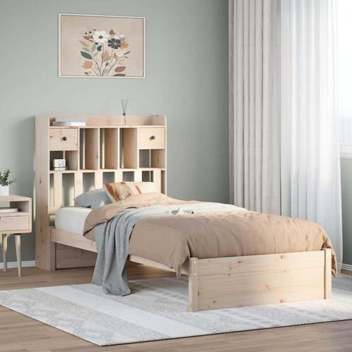 vidaXL Bed met boekenkast zonder matras massief grenenhout, Huis en Inrichting, Slaapkamer | Bedden, Bruin, Nieuw, Hout, Eenpersoons