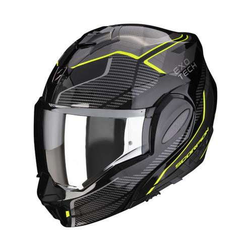 Scorpion Exo-tech EVO ANIMO - Zwart / Geel, Motoren, Kleding | Motorhelmen, M, Systeemhelm, Verzenden