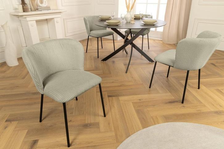 Design Stoel LYON mint corduroy zwarte metalen poten - 44963, Huis en Inrichting, Stoelen, Ophalen of Verzenden