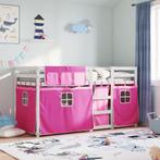 vidaXL Stapelbed met gordijnen 80x200 cm grenenhout roze, Huis en Inrichting, Eenpersoons, Verzenden, Nieuw, 80 cm