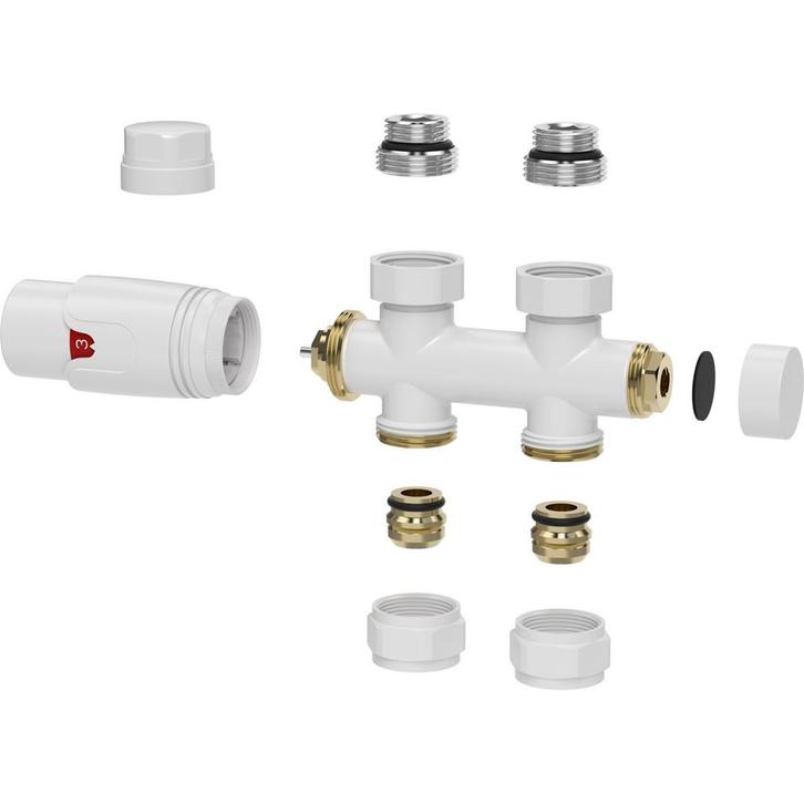 Riko Set Theromstatisch Onderblok Recht Glans Wit, Doe-het-zelf en Verbouw, Verwarming en Radiatoren, Nieuw, Ophalen of Verzenden