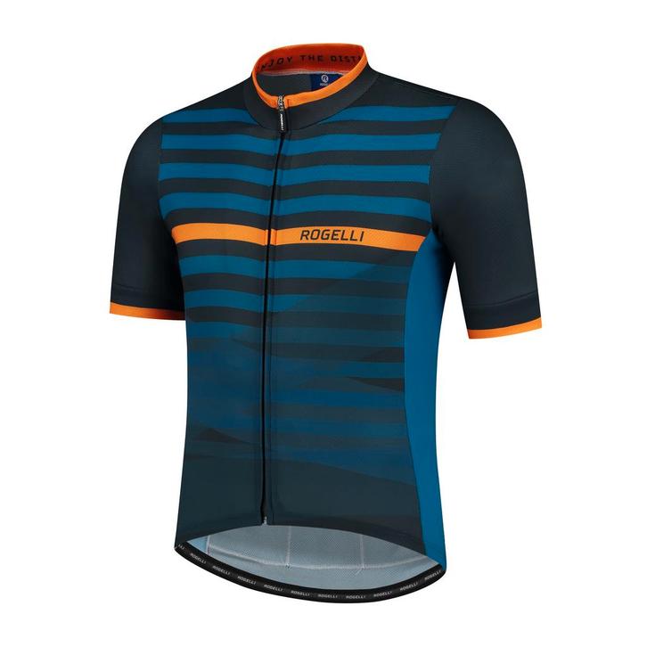 Stripe fietsshirt KM Blauw/oranje, Fietsen en Brommers, Fietsaccessoires | Fietskleding, Heren, Nieuw, Verzenden