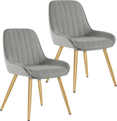 WOLTU Fluwelen Eetkamerstoelen - Set van 2 - Lichtgrijs, Huis en Inrichting, Overige Huis en Inrichting, Verzenden