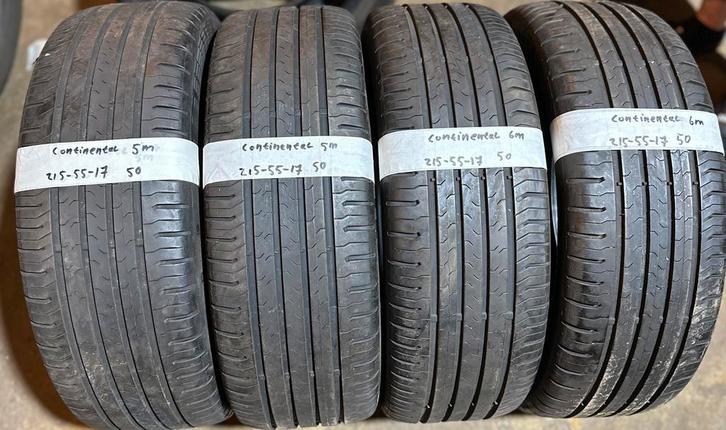 4x215-55-17 Continental 2x6m 2x5m €50 per band 215 55 17, Auto-onderdelen, Banden en Velgen, 17 inch, Zomerbanden, 215 mm, Personenwagen