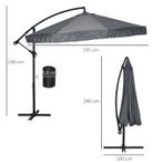 TRUUSK Zweefparasol 3m, Draaibaar, Handslinger, RVS, Polyest, Tuin en Terras, Verzenden, Nieuw