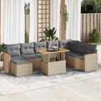 vidaXL 9-delige Loungeset met kussens poly rattan acacia, Verzenden, Nieuw, Rotan, Loungeset