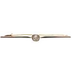 Witgouden vintage lange smalle broche | Diamant 0,60 ct., Sieraden, Tassen en Uiterlijk, Broches, Gebruikt, Overige kleuren, Ophalen of Verzenden