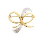 Bicolor gouden broche als strik (witgoud, vintage, strikje), Sieraden, Tassen en Uiterlijk, Broches, Ophalen of Verzenden, Gebruikt