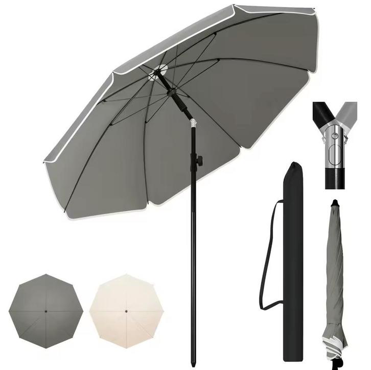 135/155cm Parasol – UV-Bestendig, Waterdicht, Kantelfunctie, Tuin en Terras, Parasols, Stokparasol, Nieuw, 1 tot 2 meter, Kantelbaar