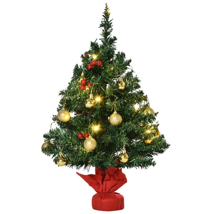 Kleine Kerstboom, Mini Kerstboom Met Hulstbessen, Ballen & L, Diversen, Kerst, Nieuw, Verzenden