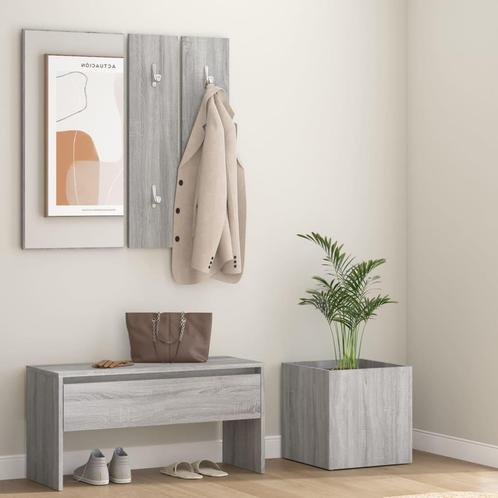 vidaXL Garderobe set bewerkt hout grijs sonoma eikenkleurig, Huis en Inrichting, Banken | Voetenbanken en Poefen, Nieuw, Verzenden