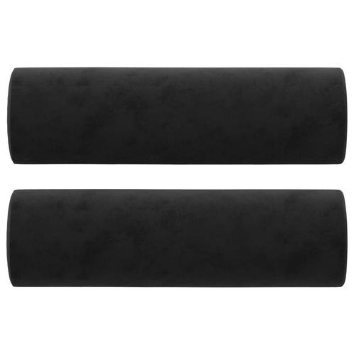 Zwarte Fluweel Sierkussens (2x 15x50cm) - Tweedekansje -..., Huis en Inrichting, Woonaccessoires | Kussens, Cilindervormig, Zwart